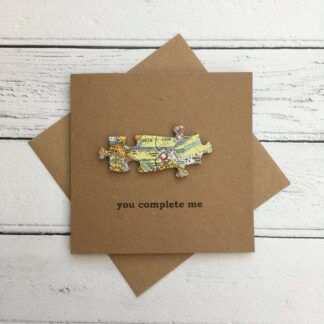 Valentine, anniversary or funny pun any occasion card - you complete me