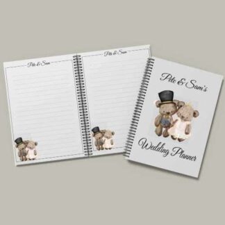 Wedding Planner Teddy Bears, personalised eco friendly journal planner / Notebook