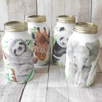 Wildlife Elephant, Sloth, Giraffe or Panda 1 Litre Kilner Jar Vase