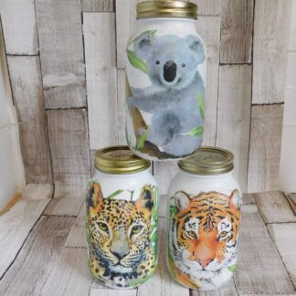 Wildlife Tiger, Koala or Leopard 1 Litre Kilner Jar Vase