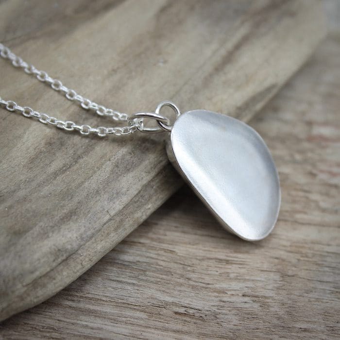 White Sea Glass & Silver Pendant Necklace - Image 7