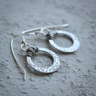 Sterling Silver Oval Cut-Out Textured Earrings