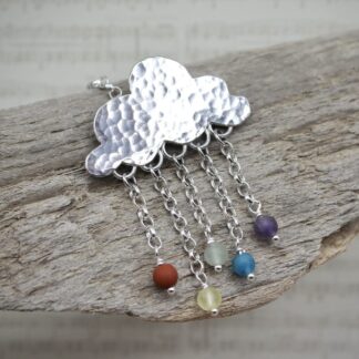 Silver Cloud Gemstone Rainbow Necklace