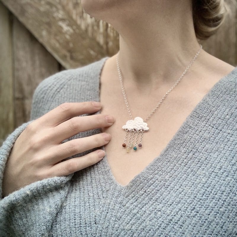 Silver Cloud Gemstone Rainbow Necklace - Image 2