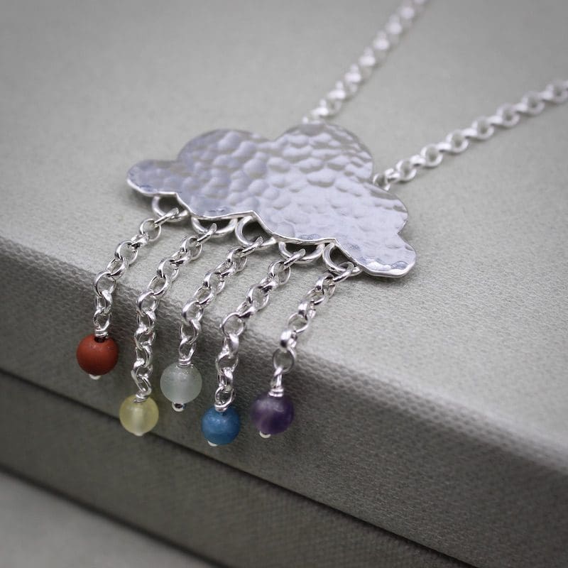 Silver Cloud Gemstone Rainbow Necklace - Image 3