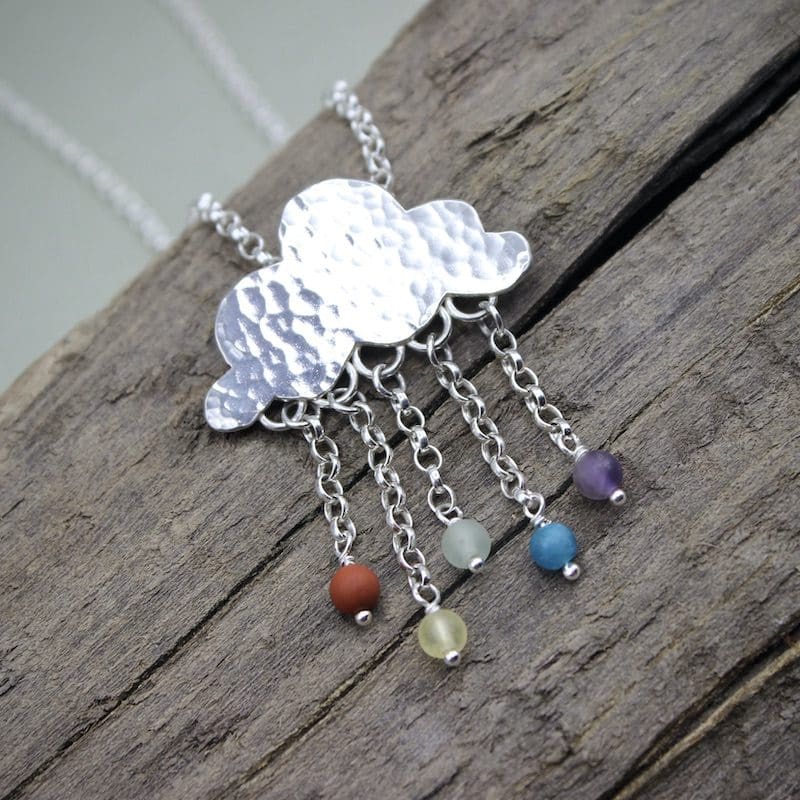 Silver Cloud Gemstone Rainbow Necklace - Image 4