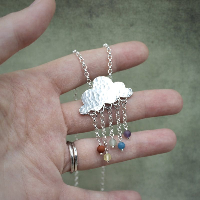 Silver Cloud Gemstone Rainbow Necklace - Image 6