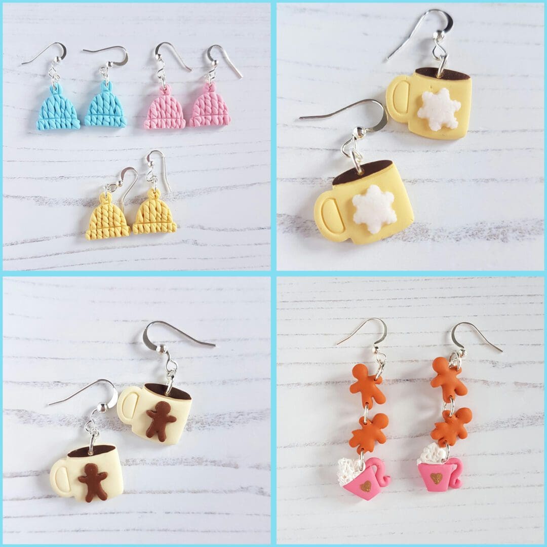 Winter themed earrings CHOOSE YOUR STYLE hats, mugs, gingerbread