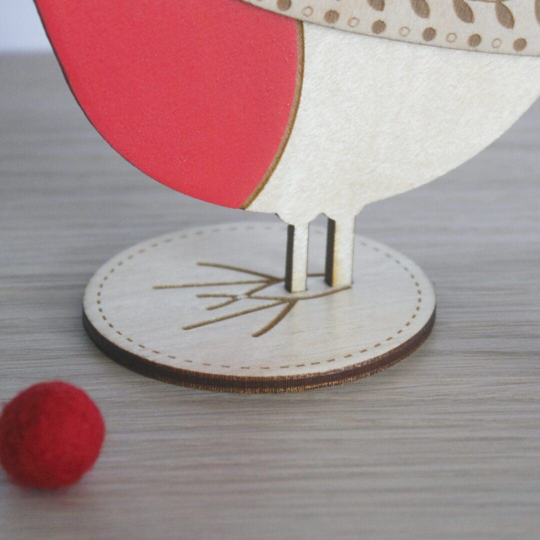 Standing Wooden Robin Christmas Decoration - Etched and Hand Painted - Image 3