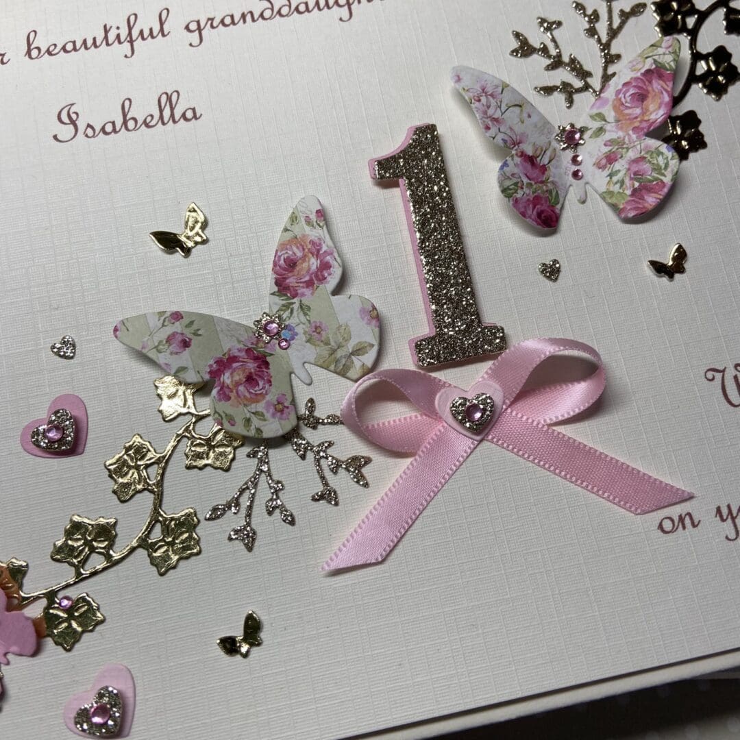 Personalised Handmade 1st Birthday Card Gift Boxed Keepsake Any Age Granddaughter Daughter - Image 2