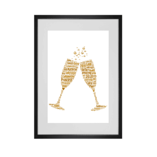 Personalised Champagne Flutes Word Art Print