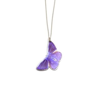 Common Blue butterfly silver necklace