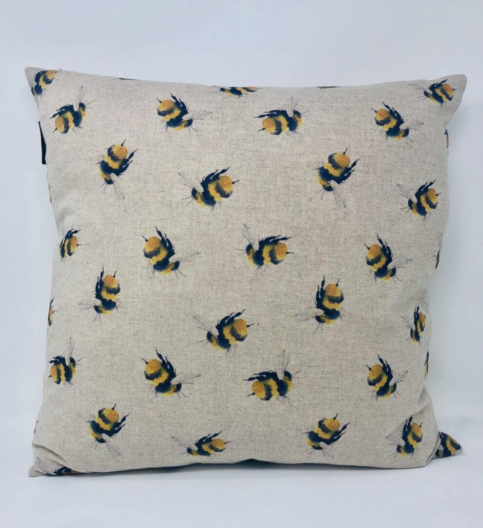 Black and Neutral Honey Bee Fabric Doorstop, Washable and Refillable - Image 9