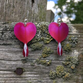 Bleeding Heart flower silver earrings