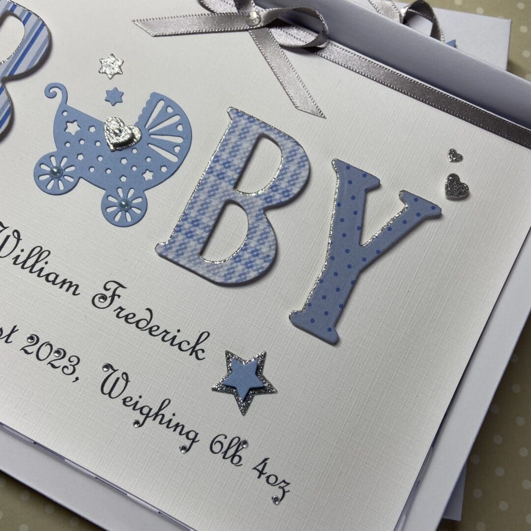 Personalised Handmade Gift Boxed New Baby Boy Keepsake Card - Image 3