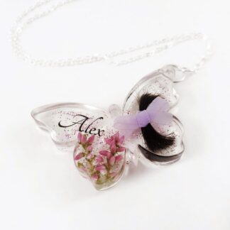 Butterfly Lock of Hair Pendant - Bespoke Memorial Jewellery - Baby Hair Keepsake