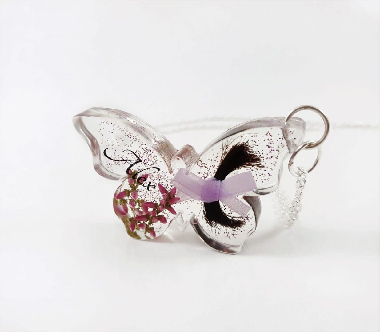 Butterfly Lock of Hair Pendant - Bespoke Memorial Jewellery - Baby Hair Keepsake - Image 3