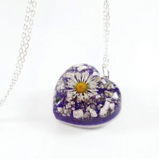 Personalised Double Sided Ashes Keepsake with Daisy Flower - Bespoke Cremation Jewellery - Pet Loss Ashes Jewellery
