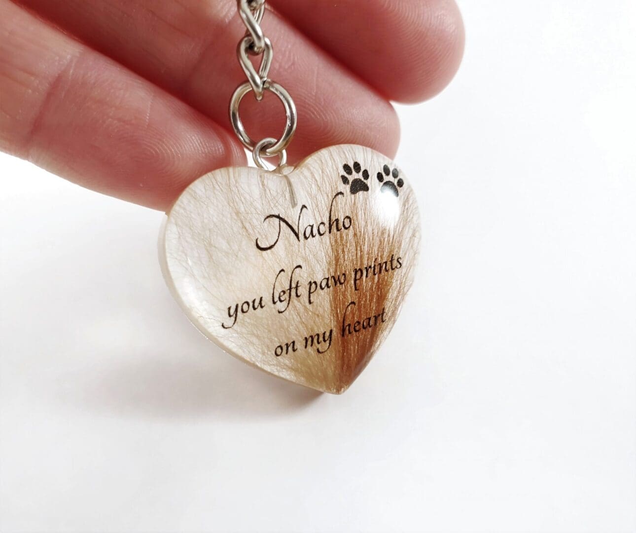 Personalised Pet Memorial Jewellery - Heart Hair Keepsake You Left Paw Prints on My Heart - Image 5