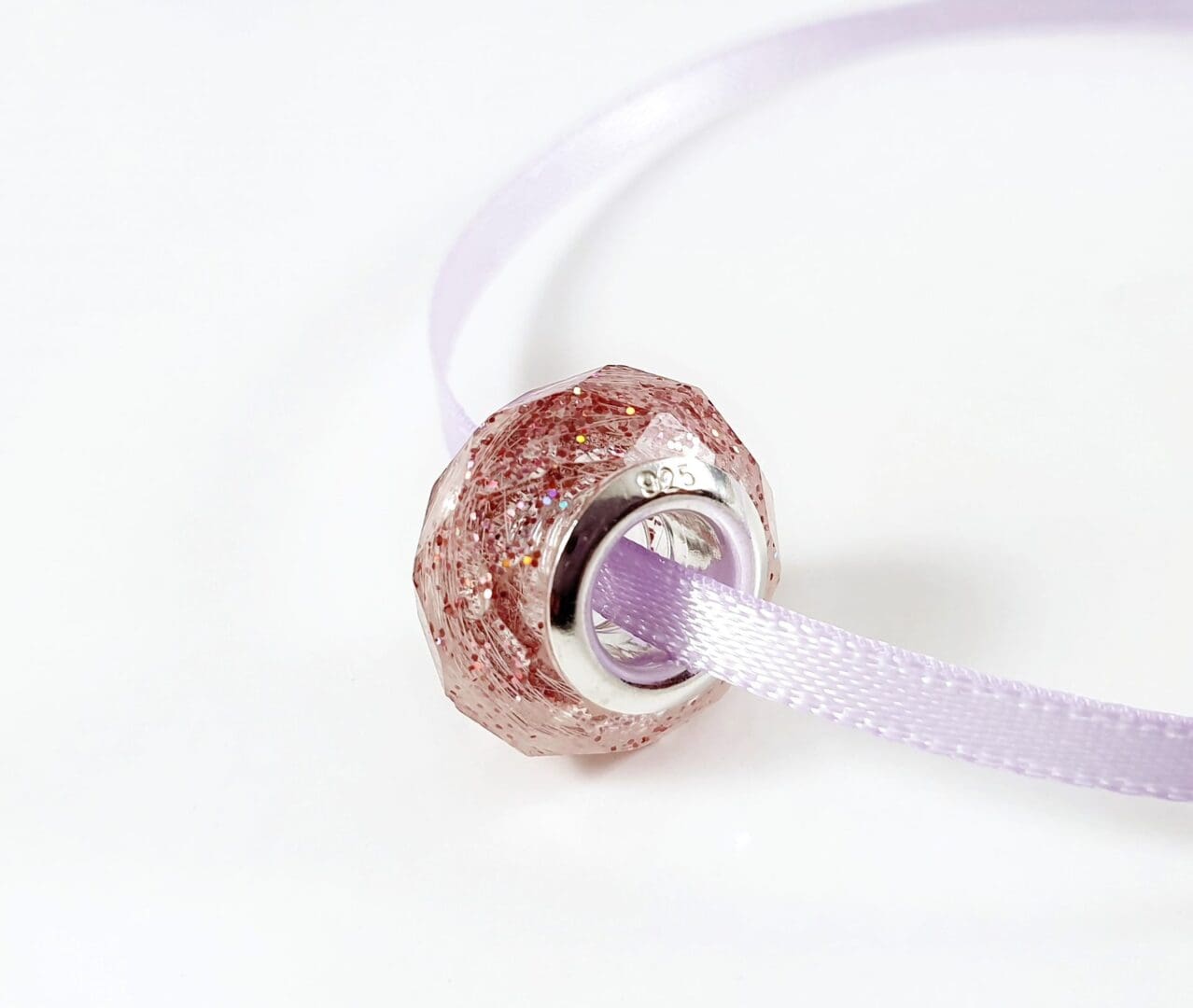 Faceted Hair Keepsake European Bead Bracelet - Memorial Jewellery - Loss of Loved One Charm - Image 4