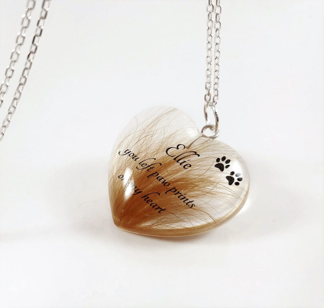 Personalised Pet Memorial Jewellery - Heart Hair Keepsake You Left Paw Prints on My Heart - Image 6
