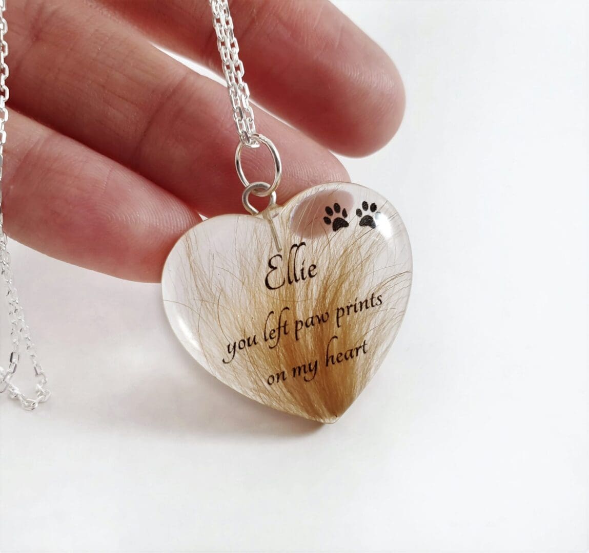 Personalised Pet Memorial Jewellery - Heart Hair Keepsake You Left Paw Prints on My Heart - Image 7