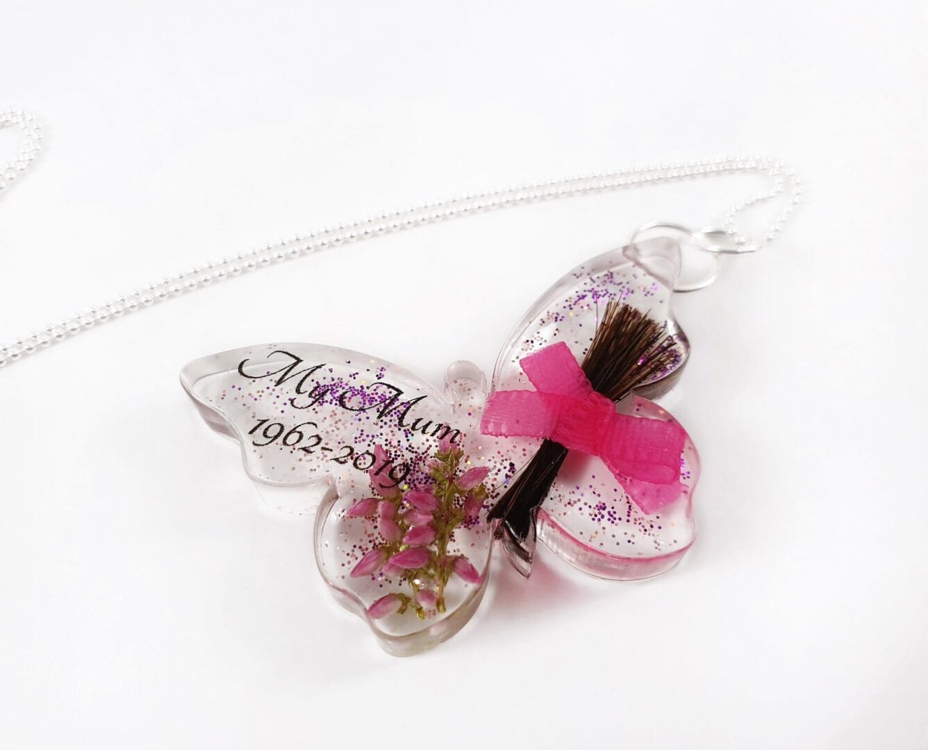 Butterfly Lock of Hair Pendant - Bespoke Memorial Jewellery - Baby Hair Keepsake - Image 4