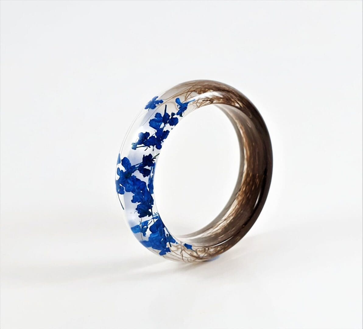 Bespoke Lock of Hair Ring with Blue Flowers- Custom Memorial Jewellery - Pet Fur Keepsake - Horse Hair Ring - Image 5