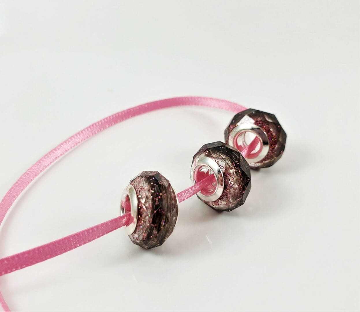 Faceted Hair Keepsake European Bead Bracelet - Memorial Jewellery - Loss of Loved One Charm - Image 5