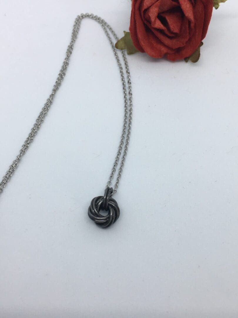 Iron Infinity Knot Pendant Necklace, 6th Anniversary Earrings, or 6 yr Jewellery Set Gift Idea. - Image 2