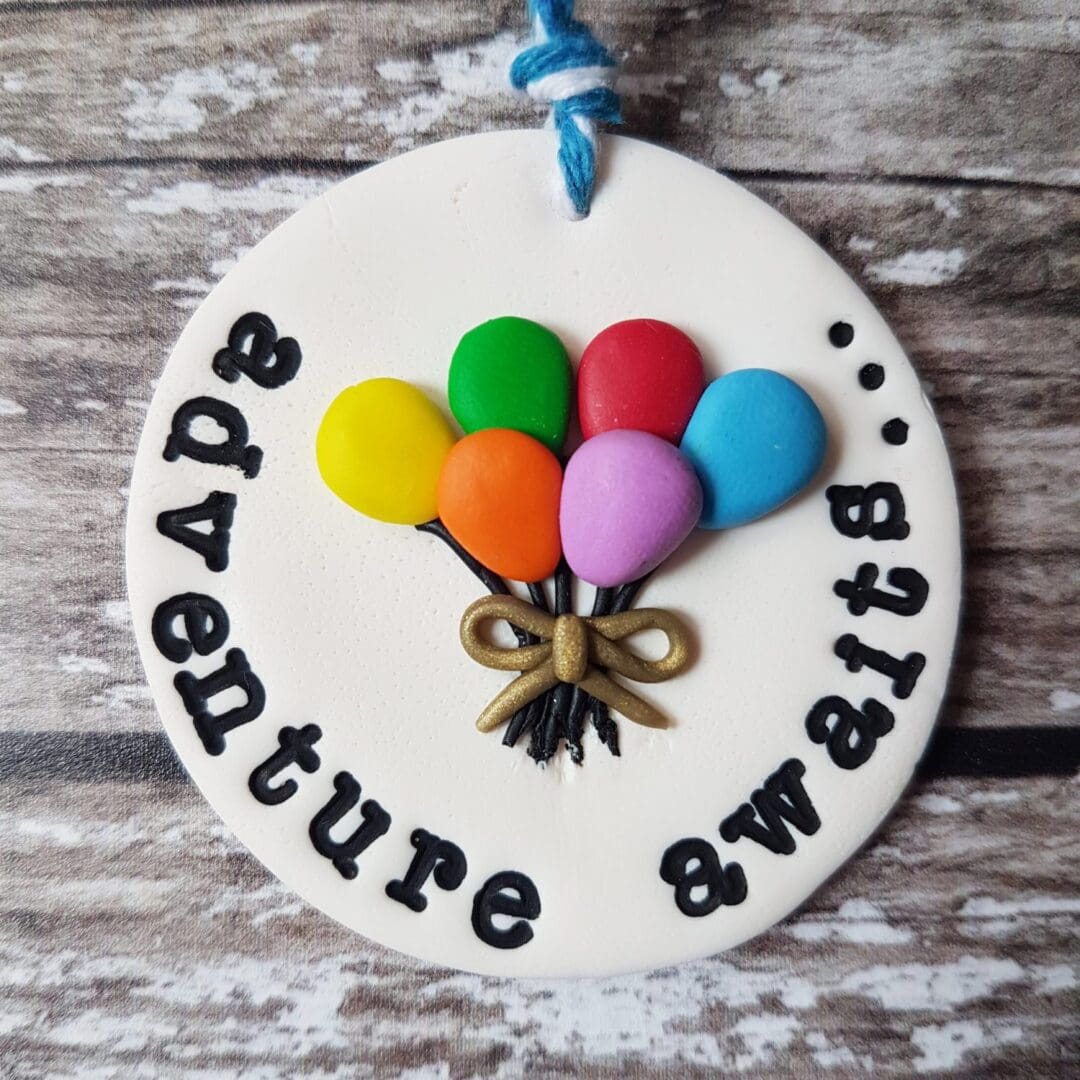 Adventure Awaits rainbow balloon hanging decoration - Image 2