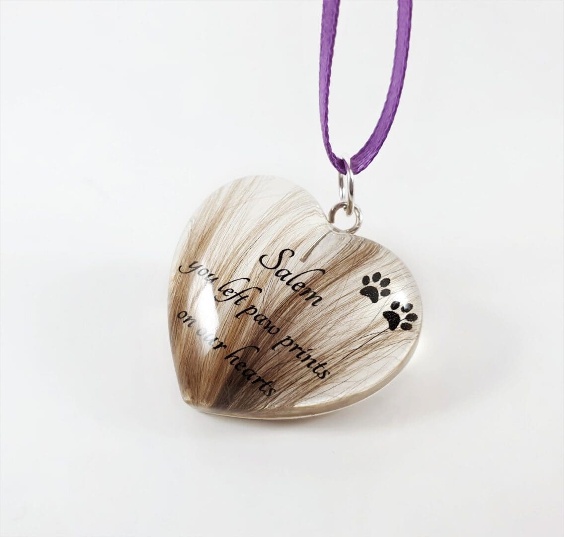 Personalised Pet Memorial Jewellery - Heart Hair Keepsake You Left Paw Prints on My Heart - Image 2