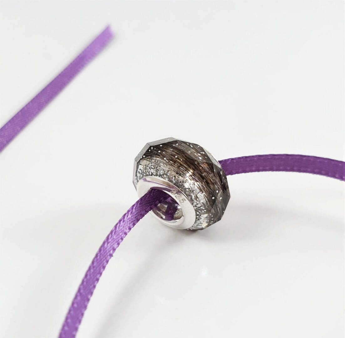 Faceted Hair Keepsake European Bead Bracelet - Memorial Jewellery - Loss of Loved One Charm - Image 7