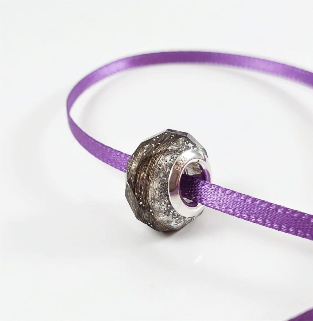 Faceted Hair Keepsake European Bead Bracelet - Memorial Jewellery - Loss of Loved One Charm - Image 6