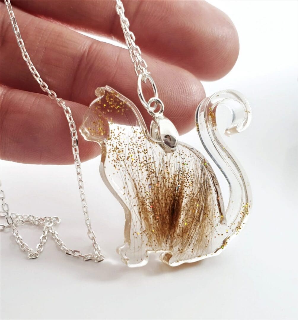 Cat Shaped Hair Necklace - Pet Fur Keepsake - Memorial Jewellery - Image 2