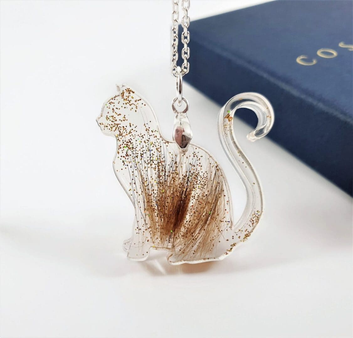 Cat Shaped Hair Necklace - Pet Fur Keepsake - Memorial Jewellery - Image 4