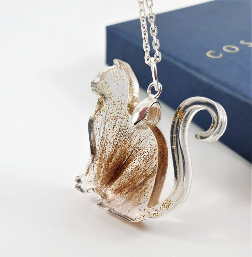 Cat Shaped Hair Necklace - Pet Fur Keepsake - Memorial Jewellery
