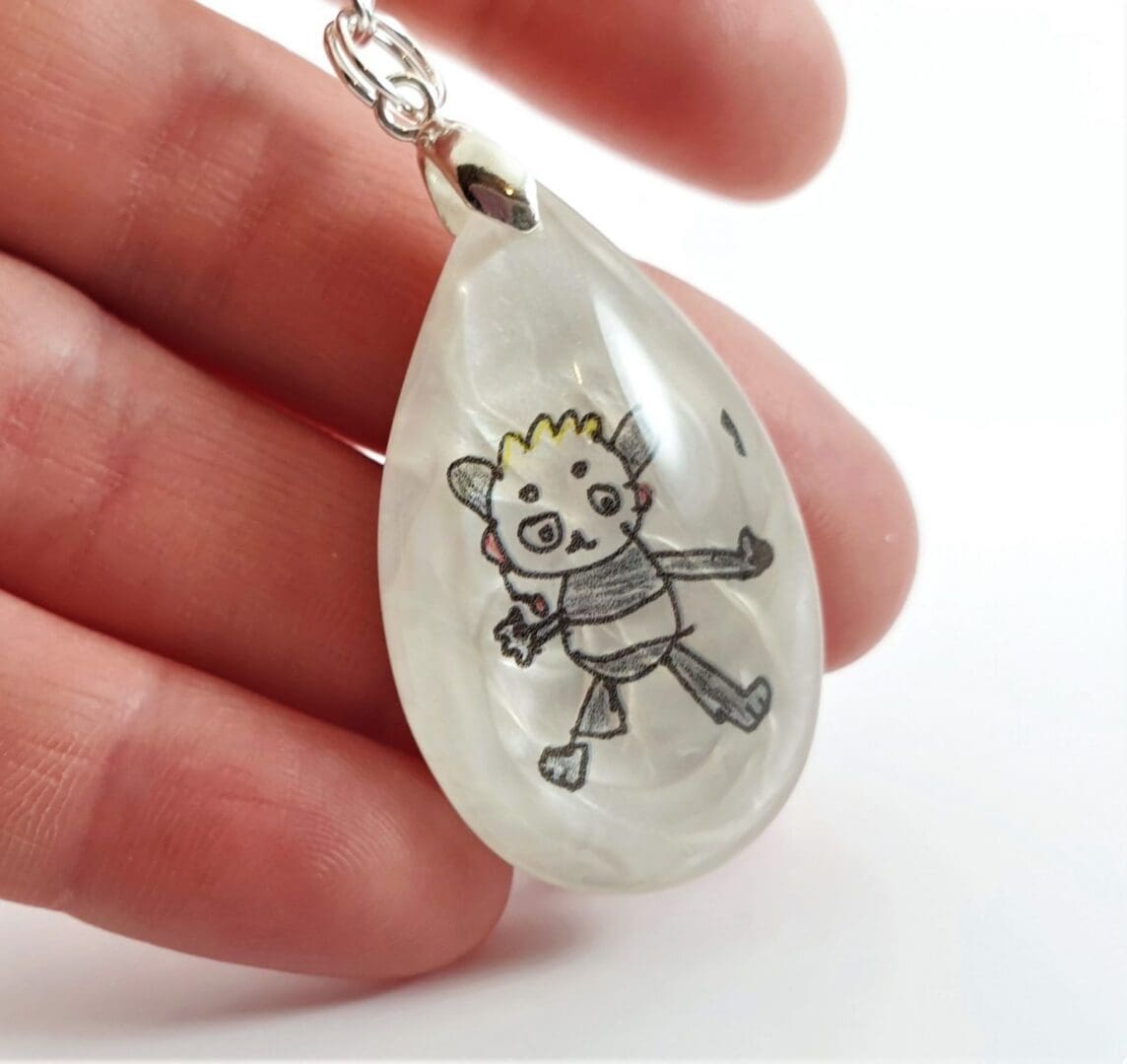 Actual Kid's Drawing Necklace/Keyring - Your Children's Art Keepsake - Personalised Gift for Mum, Dad, Grandma - Image 3