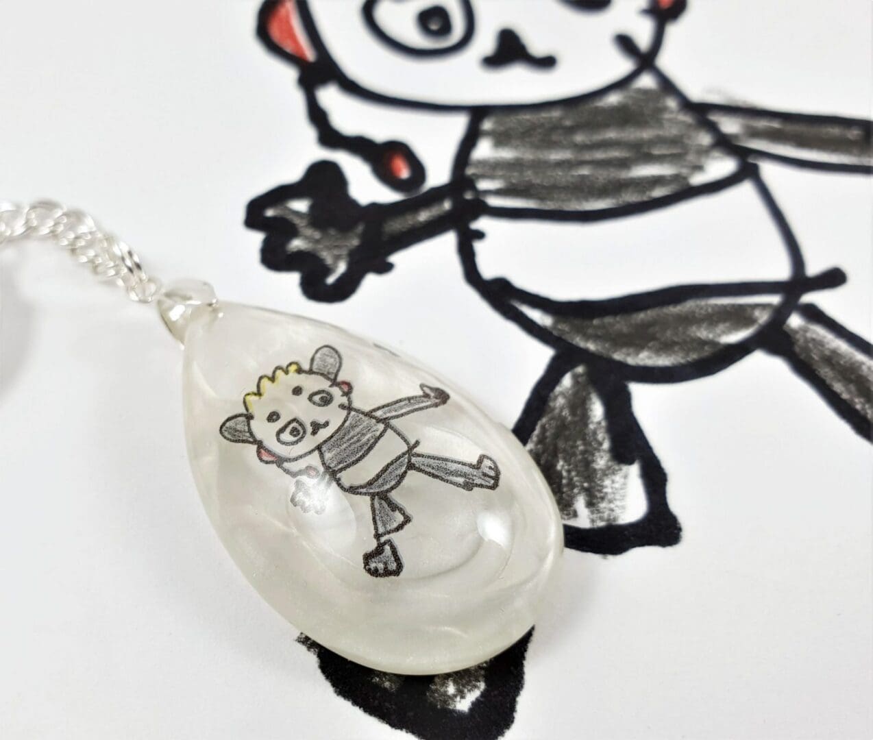 Actual Kid's Drawing Necklace/Keyring - Your Children's Art Keepsake - Personalised Gift for Mum, Dad, Grandma - Image 4
