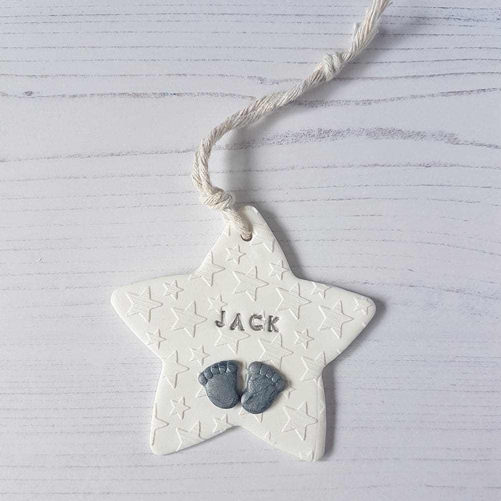 Personalised baby feet Star Hanging decoration - Image 9