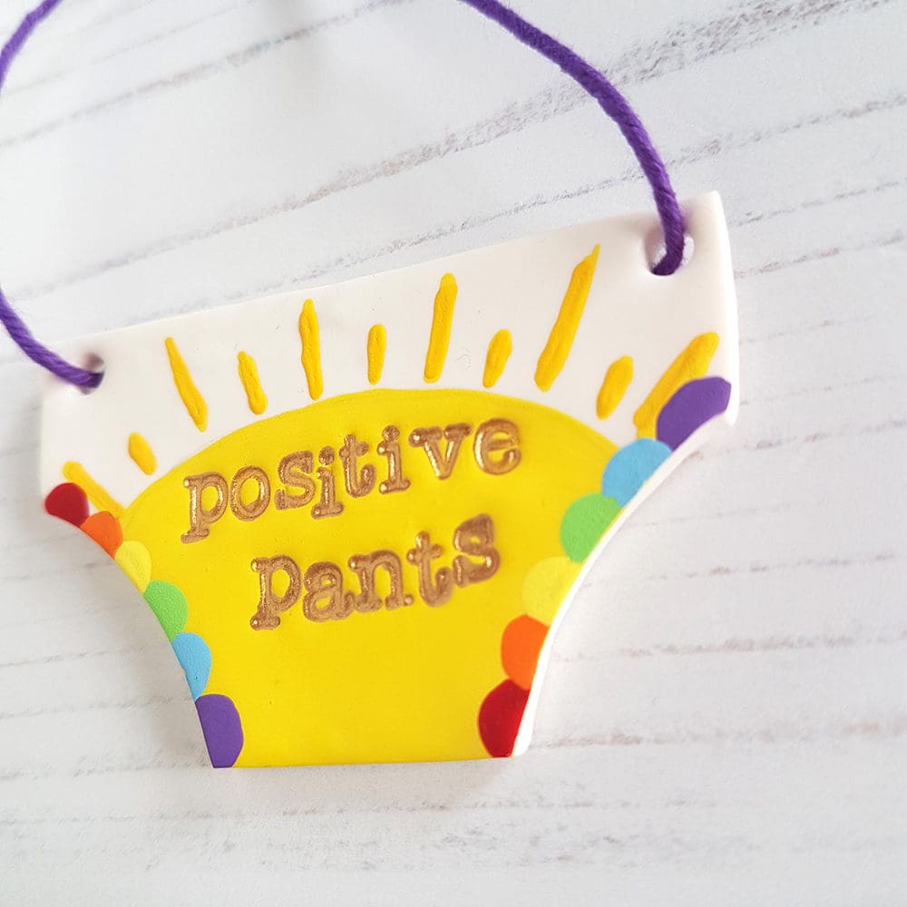 Positive Pants hanging decoration OR Magnet, Hand painted - Image 8