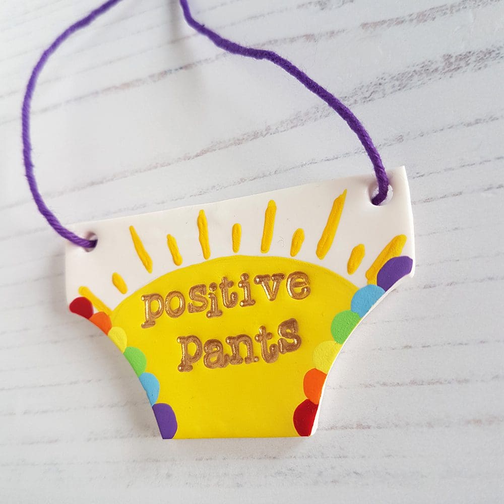 Positive Pants hanging decoration OR Magnet, Hand painted - Image 9