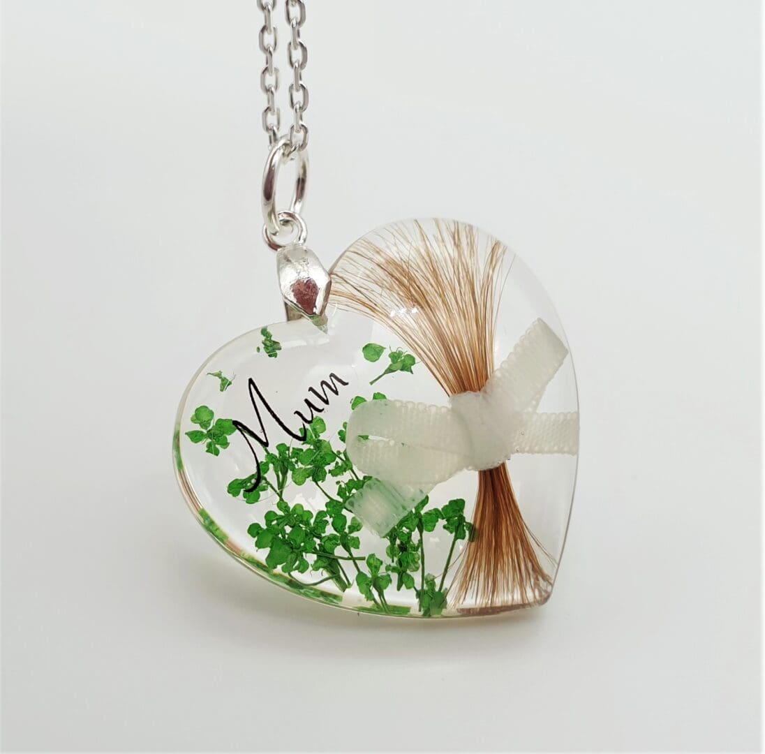 Bespoke Lock of Hair Keepsake with Flowers - Memorial Heart Pendant Locket - Loss of Loved One Jewellery - Image 5