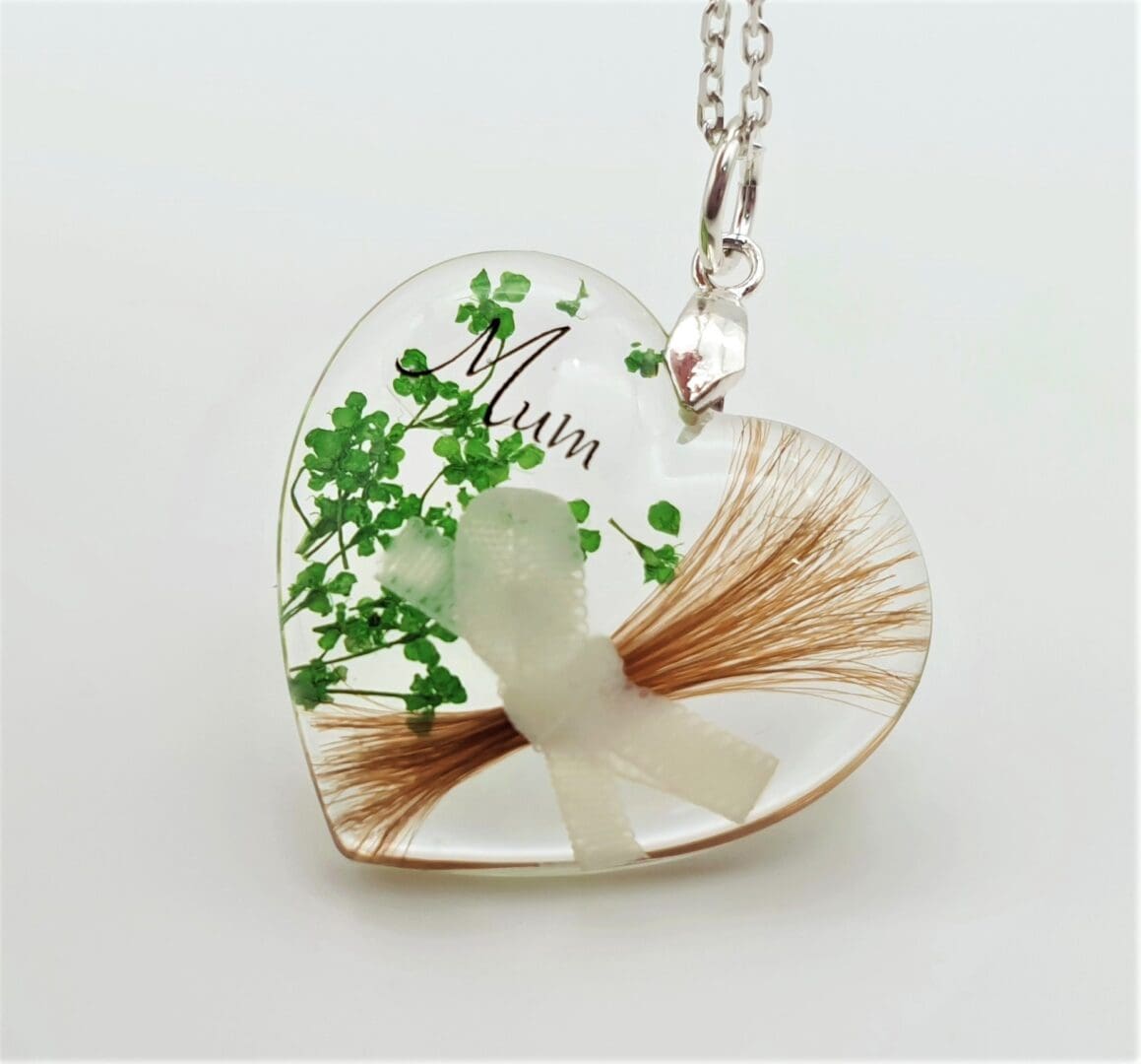 Bespoke Lock of Hair Keepsake with Flowers - Memorial Heart Pendant Locket - Loss of Loved One Jewellery - Image 4