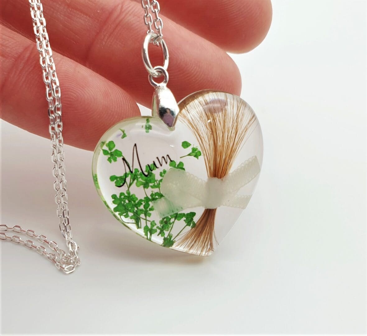 Bespoke Lock of Hair Keepsake with Flowers - Memorial Heart Pendant Locket - Loss of Loved One Jewellery - Image 6