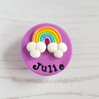 Rainbow magnetic needle minder, polymer clay, personalisation