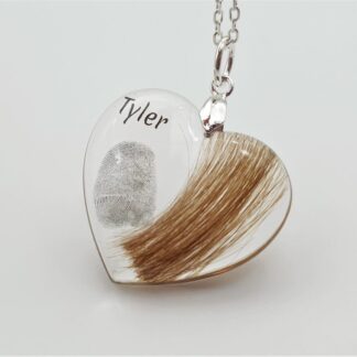 Lock of Hair and Fingerprint Keepsake Necklace - Custom Resin Memorial Jewellery