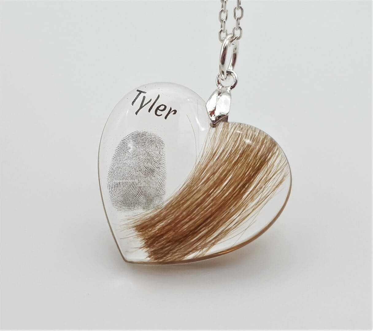 Lock of Hair and Fingerprint Keepsake Necklace - Custom Resin Memorial Jewellery