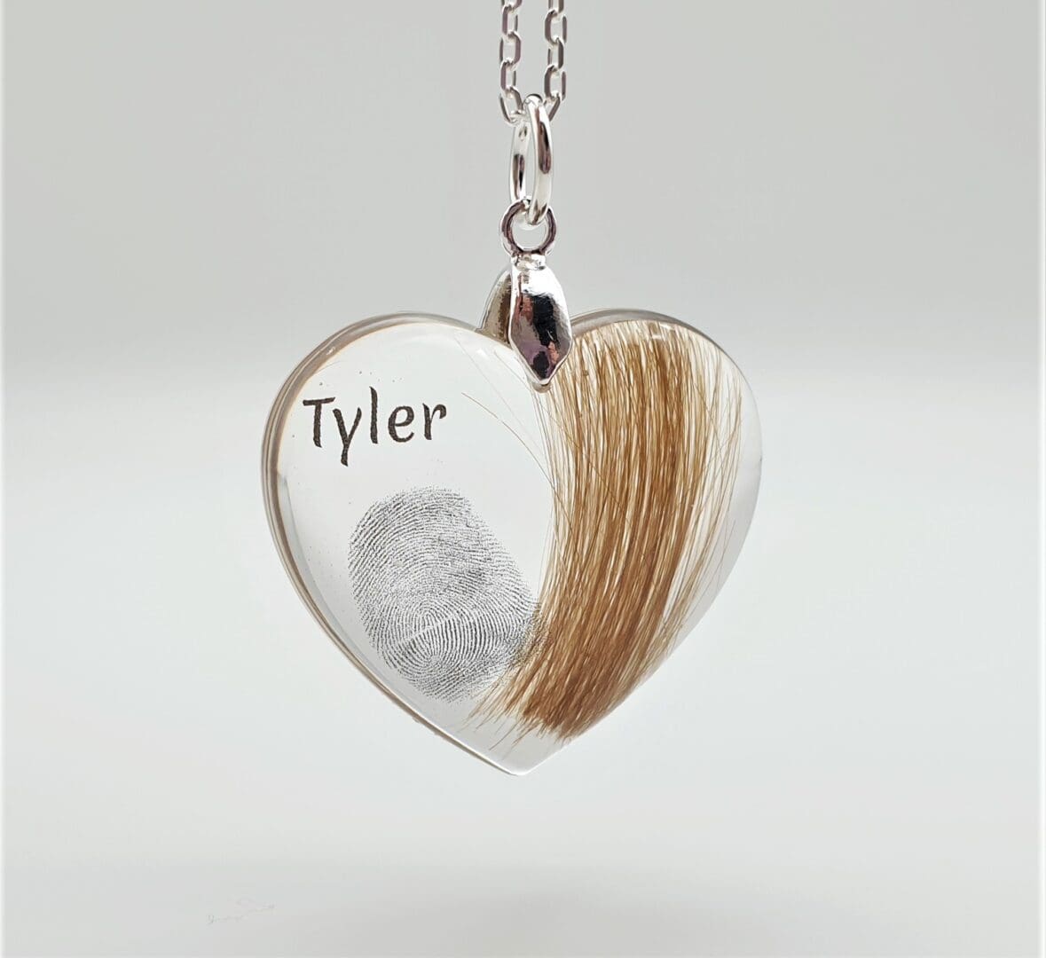 Lock of Hair and Fingerprint Keepsake Necklace - Custom Resin Memorial Jewellery - Image 2