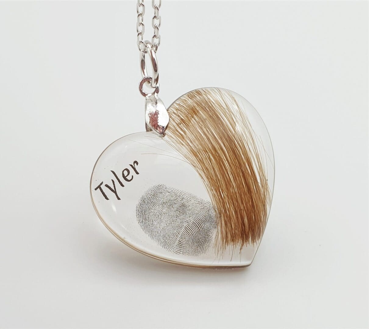 Lock of Hair and Fingerprint Keepsake Necklace - Custom Resin Memorial Jewellery - Image 3